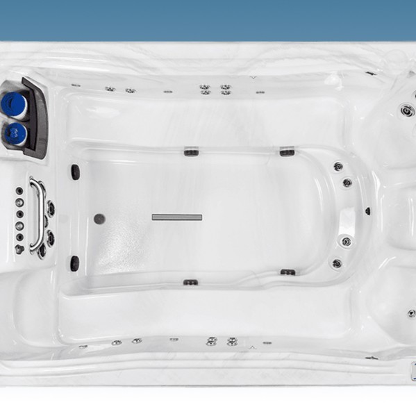 Active Plus EP-12 swim spa by Creative Hot Tub Designs, featuring dual swim jet system, multiple hydrotherapy jets, and spacious interior for aquatic training and relaxation, located in Reno NV and Sparks NV.