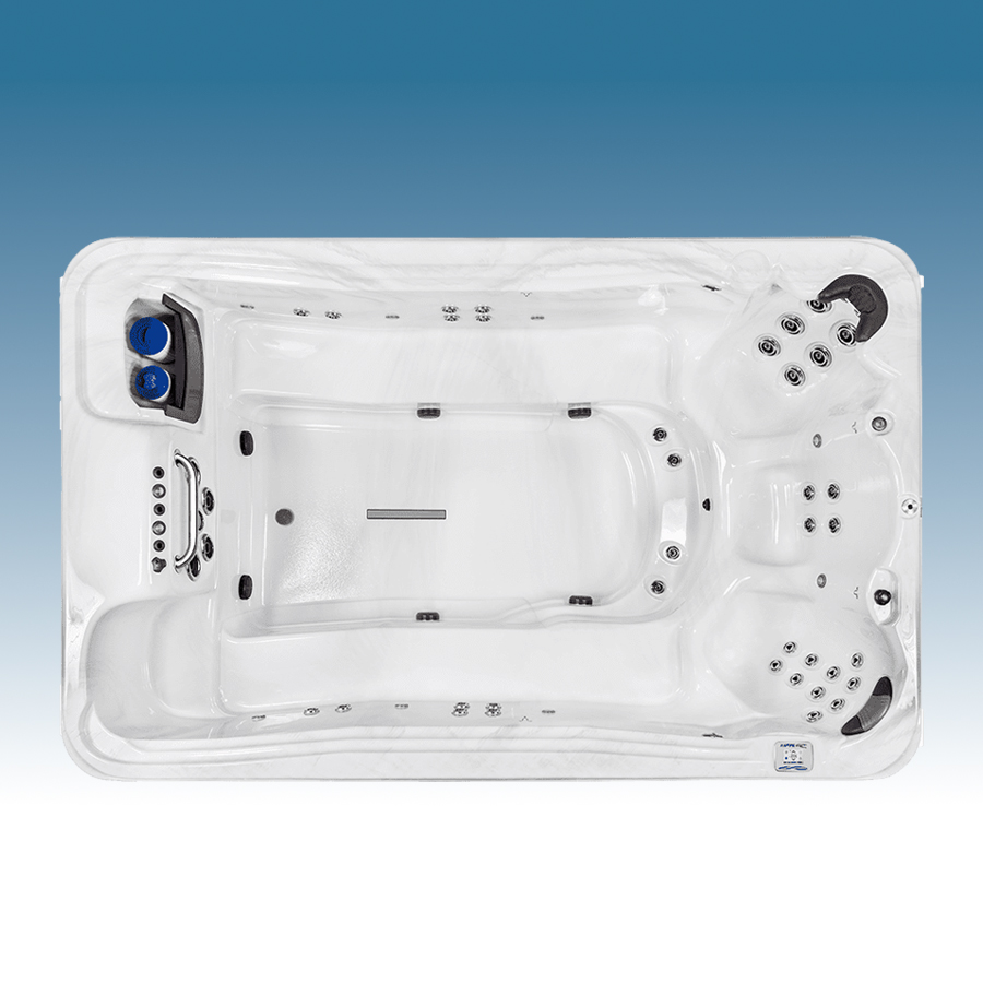Active Plus EP-12 swim spa by Creative Hot Tub Designs featuring a spacious interior, dual swim jet systems, and multiple hydrotherapy jets for enhanced aquatic training and relaxation.